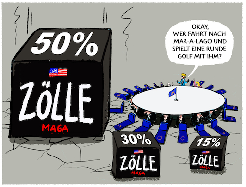 Cartoon: Trumps Zollterror.. (medium) by markus-grolik tagged europa,eu,trump,maga,zoll,strafzoll,handel,wirtschaft,gegenzoll,zollkrieg,handelskrieg,bruessel,meloni,golf,usa,transatlantische,beziehungen,nato,deal,ursula,von,der,leyen,merz,deutschland,import,export,europa,eu,trump,maga,zoll,strafzoll,handel,wirtschaft,gegenzoll,zollkrieg,handelskrieg,bruessel,meloni,golf,usa,transatlantische,beziehungen,nato,deal,ursula,von,der,leyen,merz,deutschland,import,export