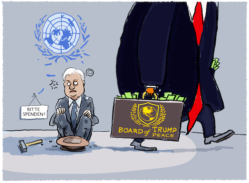 Cartoon: UN vor der Pleite... (medium) by markus-grolik tagged vereinten,nationen,un,generalsekretär,antonio,guterres,pleite,trump,usa,board,of,peace,russland,china,weltordnung,großmächte,vereinten,nationen,un,generalsekretär,antonio,guterres,pleite,trump,usa,board,of,peace,russland,china,weltordnung,großmächte