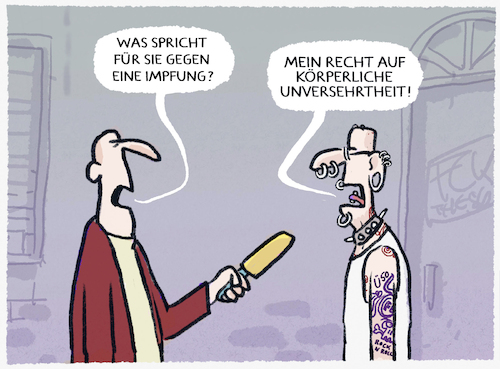 Cartoon: Unversehrt.... (medium) by markus-grolik tagged impfung,impfquote,impfpflicht,gegenargument,koerperliche,unversehrtheit,piercing,tattoo,piks,omikron,corona,pandemie,impfgegner,impfverweigerer,fdp,juristen,impfung,impfquote,impfpflicht,gegenargument,koerperliche,unversehrtheit,piercing,tattoo,piks,omikron,corona,pandemie,impfgegner,impfverweigerer,fdp,juristen