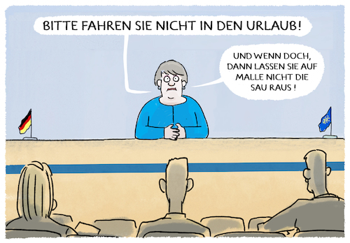 Cartoon: Urlaubswarnung (medium) by markus-grolik tagged merkel,mutti,urlaub,deutschland,mallorca,reisen,tourismus,merkel,mutti,urlaub,deutschland,mallorca,reisen,tourismus