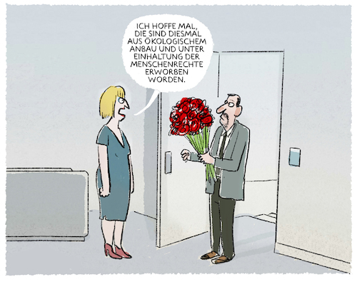 Cartoon: Valentinstagsblumen (medium) by markus-grolik tagged valentinstagsblumen,valentinstag,blumen,mann,frau,liebe,anbaubedingungen,lieferketten,umschutz,konsum,geschenke,menschenrechte,oekologischer,anbau,bio,wokeness,valentinstagsblumen,valentinstag,blumen,mann,frau,liebe,anbaubedingungen,lieferketten,umschutz,konsum,geschenke,menschenrechte,oekologischer,anbau,bio,wokeness