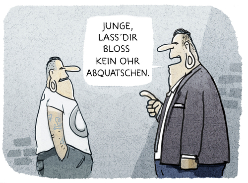 Cartoon: Vater und Sohn (medium) by markus-grolik tagged vater,und,sohn,ohr,ohrschmuck,leben,kosmetik,mode,cartoon,grolik,vater,und,sohn,ohr,ohrschmuck,leben,kosmetik,mode,cartoon,grolik