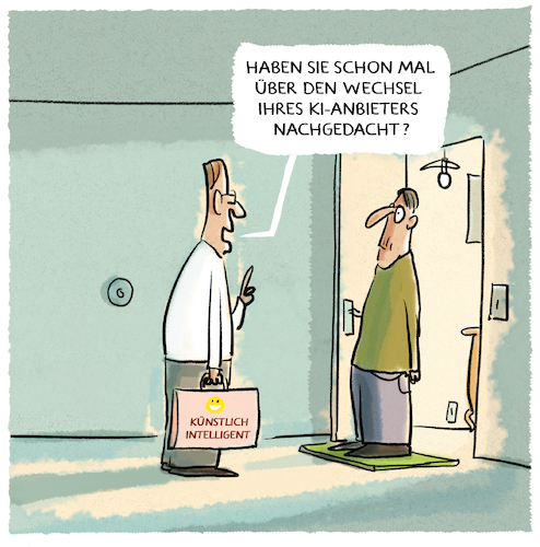 Cartoon: Vertrieb künstlicher Intelligenz (medium) by markus-grolik tagged ki,künstliche,intelligenz,haustür,marketing,ki,künstliche,intelligenz,haustür,marketing