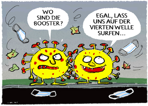 Cartoon: Wieder Wellenreiten (medium) by markus-grolik tagged virus,herbst,winter,booster,impfung,vierte,welle,pandemie,corona,delta,impfdurchbrueche,deutschland,altenheime,schulen,mpk,spahn,2g,3g,pcr,virus,herbst,winter,booster,impfung,vierte,welle,pandemie,corona,delta,impfdurchbrueche,deutschland,altenheime,schulen,mpk,spahn,2g,3g,pcr