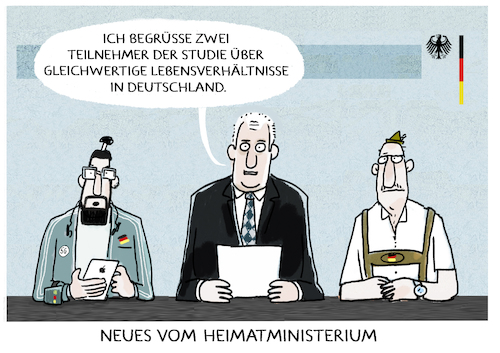 Cartoon: Zwischenbilanz (medium) by markus-grolik tagged hipster,bayer,konservativ,modern,gegensätze,gleichwertige,lebensverhältnisse,deutschland,heimatministerium,seehofer,studie,zu,gleichwertigen,lebensverhältnissen,hipster,bayer,konservativ,modern,gegensätze,gleichwertige,lebensverhältnisse,deutschland,heimatministerium,seehofer,studie,zu,gleichwertigen,lebensverhältnissen