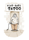 Cartoon: Flat-Rate-Tatoo (small) by markus-grolik tagged tatoo,flat,rate,billig,kunst,kunstwerk,machwerk,haut,tätowierung,zeitgeist,tätowieren