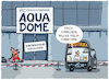 Cartoon: Aufräumarbeiten... (small) by markus-grolik tagged aquadome,aquarium,hotel,berlin,aquariumunfall,fische,unique,sellingpoint,hotellobby,touristen,dekadenz,fischstäbchen