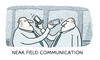 Cartoon: ...im Bezahlmodus (small) by markus-grolik tagged nfc,neuer,standard,bezahlmodus,scan,near,field,communication,daten,austausch,technologie,standards,it,industrie,geld,cartoon,grolik