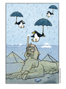 Cartoon: Raining Penguins (small) by markus-grolik tagged penguins,world,clima,klimakatastrophe,klimatischer,wandel,umweltzerstörung,eisschmelze,polschmelze,bedrohte,tierart,wasserspiegel,artenschutz