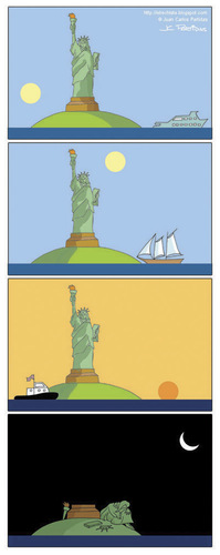 Cartoon: Liberty (medium) by Juan Carlos Partidas tagged liberty,statue,sleep,rest,tired,job,sea,island,night,shift,york,new,estatua,libertad,art