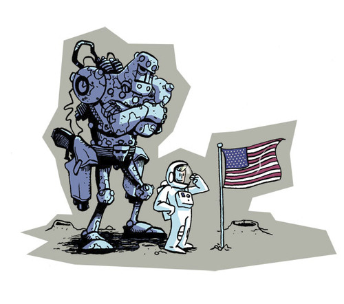 Cartoon: We have a problem (medium) by Ivan Retamas tagged robots,space