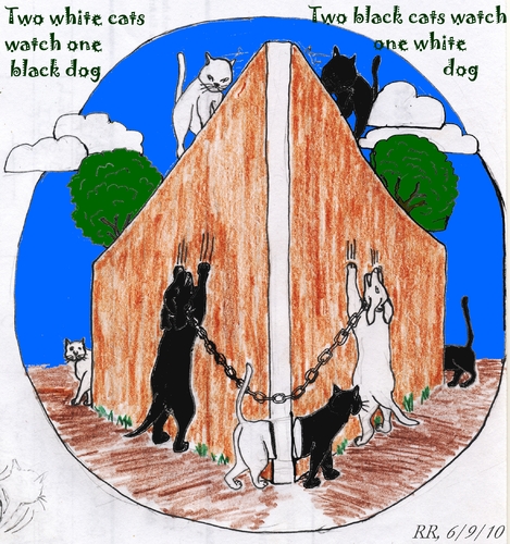 Cartoon: Cats and Dogs Blacks and Whites (medium) by trebortoonut tagged animals,cats,dogs,and