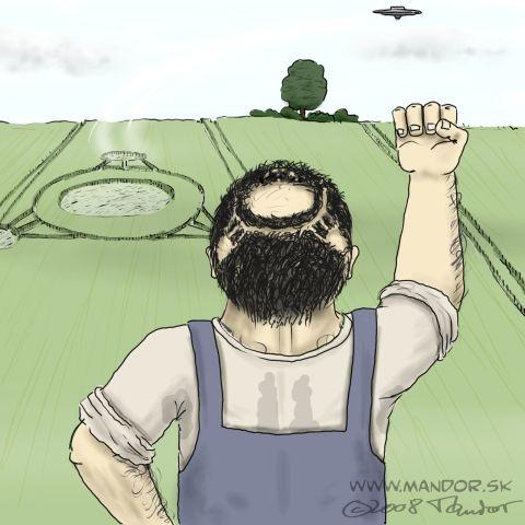 Cartoon: Baldpate (medium) by Mandor tagged bald,ufo,crop,circles