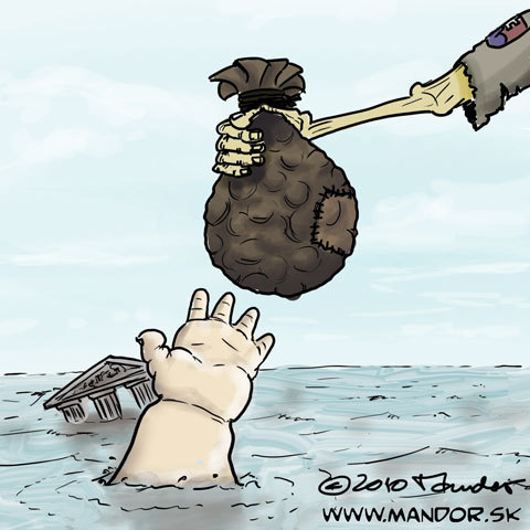 Cartoon: Money will help (medium) by Mandor tagged greece,slovakia,money,help,loan