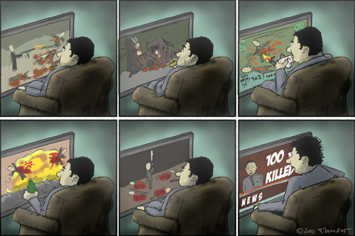 Cartoon: Shock (medium) by Mandor tagged tv,games,violence