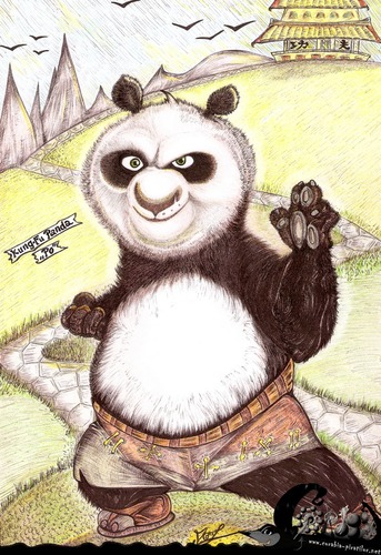 Cartoon: Kung Fu Panda (medium) by Ion Mihai Alin tagged caricature,caricaturi,portrait,drawing,illustration,corabia,piratilor,ion,mihai,alin