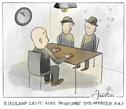Cartoon: Diplomatenausweis (medium) by Justen tagged politik,russland,diplomaten,politik,russland,diplomaten
