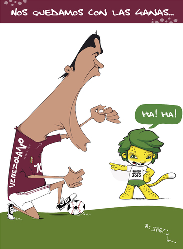 Cartoon: No vino al tinto (medium) by jaime ortega tagged venezuela,futbol,soccer,mundial,sudafrica