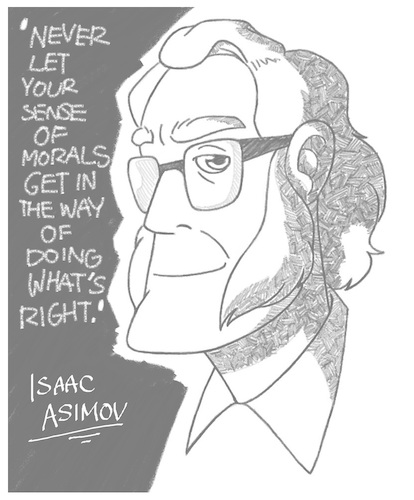 Cartoon: Isaac Asimov (medium) by BDTXIII tagged isaacasimov,bdtxiii