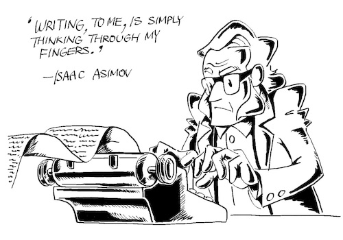 Cartoon: Isaac Asimov (medium) by BDTXIII tagged isaacasimov,bdtxiii