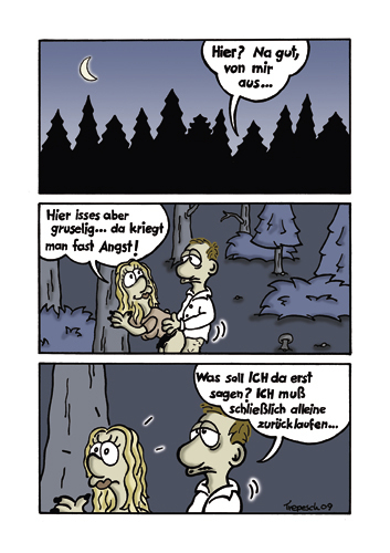 Cartoon: Im Wald (medium) by Marcus Trepesch tagged doom,comic,cartoon,fear,se
