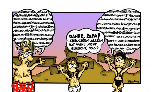 Cartoon: Thanks! Dad!! (medium) by Marcus Trepesch tagged religion