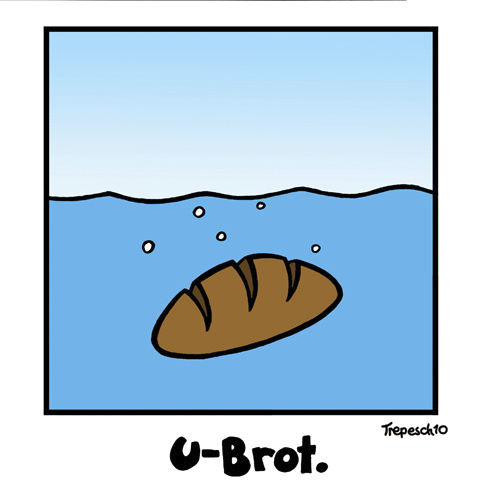 Cartoon: U-Brot oder Das Brot (medium) by Marcus Trepesch tagged cartoon,bread,water,food,brot
