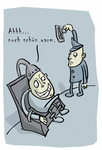 Cartoon: Ahhh... noch schön warm (medium) by Ludwig tagged electrocute,elektrischer,stuhl,todesurteil,death,penalty,electric,chair,todesstrafe,hinrichtung