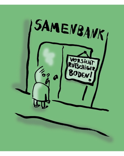 Cartoon: Rutschiger Boden! (medium) by Ludwig tagged samenbank,samenspende,sperm,bank,donation,slippery,floor