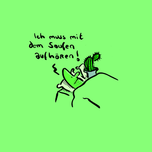 Cartoon: Schluß mit Saufen (medium) by Ludwig tagged saufen,drinking,alkoholismus,alcoholism,betrunken,filmriss,verkatert,kaktus,besoffen,one,night,stand