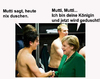 Cartoon: Frau Merkel will duschen (small) by Ludwig tagged kanzlerin,türkei,özil,fussball,merkel,länderspiel,kabine,nationalmannschaft