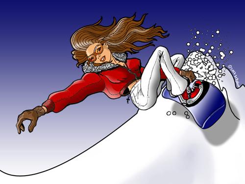 Cartoon: Boarderqueen (medium) by Michael Böhm tagged snowboard,sports,girl,snow,fun,speed,winter