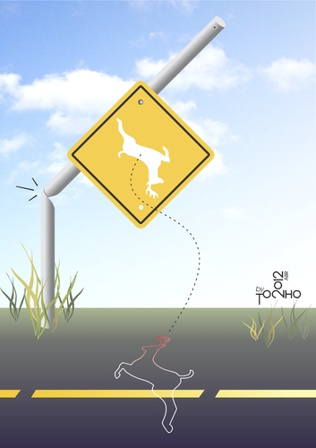 Cartoon: Care animal on the runway (medium) by Tonho tagged runway,animal