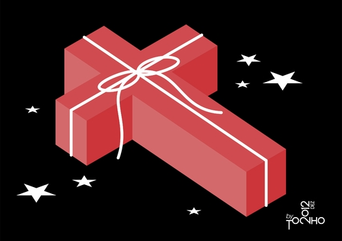 Cartoon: Christmas gift (medium) by Tonho tagged present,gift,christmas,xmas,church