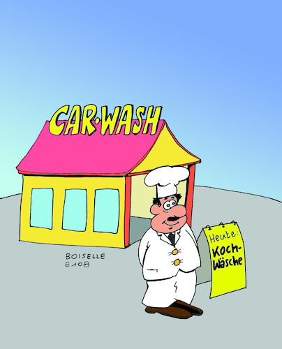 Cartoon: Car Wash (medium) by Boiselle tagged steffen,boiselle,auto,car,wash,waschanlage,koch,küche,kochwäsche,wäsche,reinigung,anlage,schild,haus,straße,himmel,auto,car,wash,waschanlage,koch,küche,kochwäsche,wäsche,reinigung,anlage,schild,haus,straße,himmel