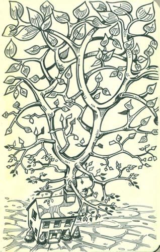 Cartoon: treehouse (medium) by rudat tagged tree,house,treehouse