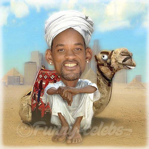 Cartoon: Will Smith (medium) by funny-celebs tagged will,smith,actor,producer,rapper,hollywood,west,philadelphia,penssylvania,the,fresh,prince,hip,hop,men,in,black,desert,camel