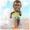 Cartoon: Usain Bolt (small) by funny-celebs tagged usain,bolt,sprinter,jamaica,100metres,world,record,athletics,olympic,games,diamond,league,gold,medal,running,fire,smoke