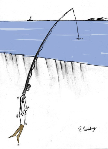 Cartoon: fisherman (medium) by aytrshnby tagged fisherman