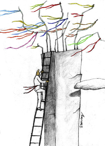Cartoon: wish tree 2 (medium) by aytrshnby tagged wish,tree