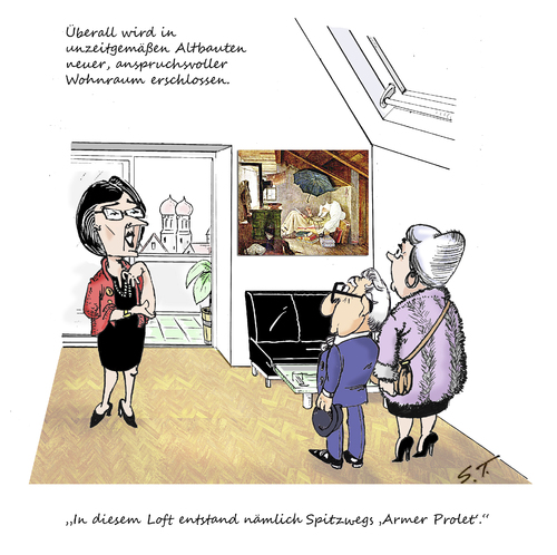 Cartoon: Das Spitzweg-Loft (medium) by Simpleton tagged münchen,sanierung,immobilien,gentryfizierung,gentrifizierung