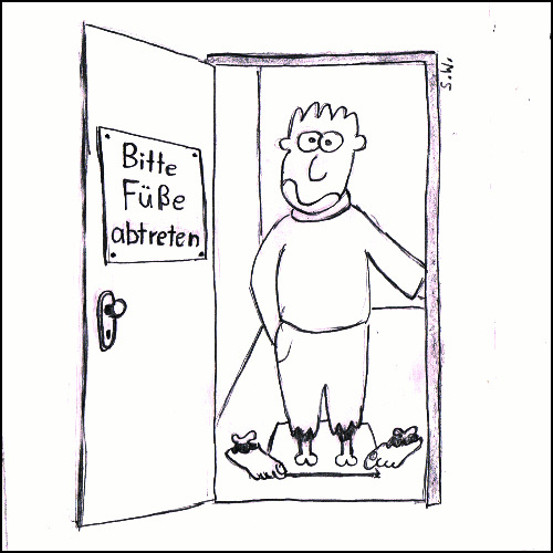 Cartoon: Höflicher Besuch (medium) by Storch tagged bitte,füße,abtreten