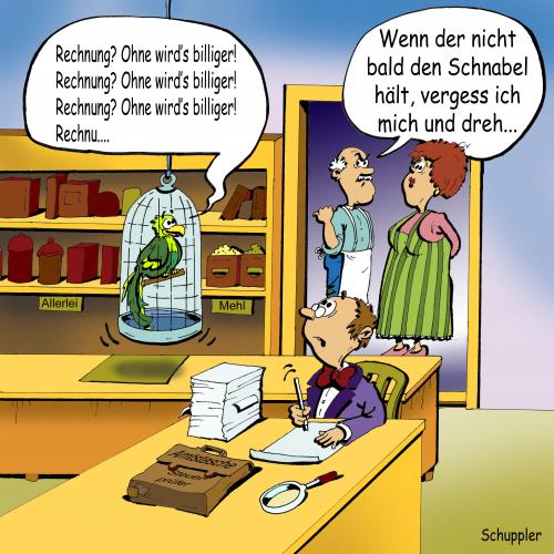 Cartoon: steuerprüfung (medium) by schuppi tagged steuer,steuerprüfer,steuerprüfung,papagei,vogel,finanzamt,steuer,steuerprüfer,steuerprüfung,tier,käfig,papagei,vogel,finanzamt,geld,rechnung,sprechen,schnabel,sauer,verärgert,durchdrehen,billiger,abgaben