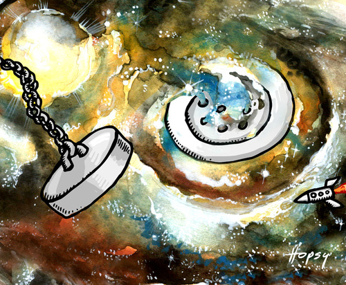 Cartoon: End of the Universe (medium) by hopsy tagged universe,black,hole,end,of,the,world