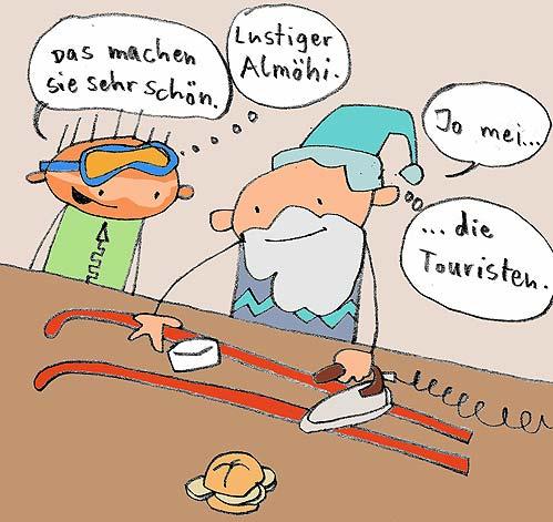 Cartoon: Skiwachser (medium) by wf-artwork tagged ski,sport,cartoon,mann,man,humor