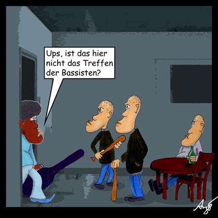 Cartoon: Fataler Irrtum (medium) by Anjo tagged bassisten,rassisten