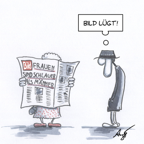 Cartoon: Bild lügt (medium) by Anjo tagged frauen,bild,bildzeiung,schlauer,als,männer,bildzeiung,bild,presse,journalisimus