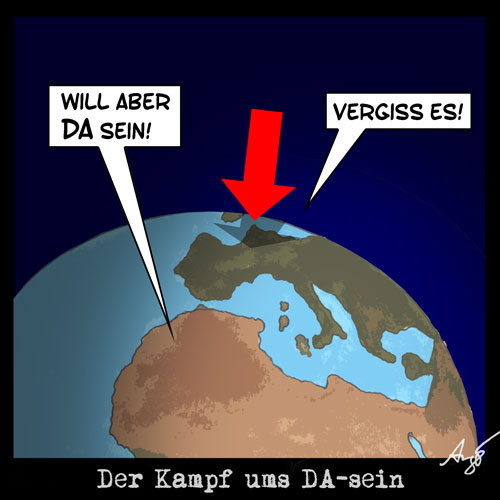 Cartoon: Darwin heute (medium) by Anjo tagged darwin,evolution,kampf,dasein,migration,afrika,europa