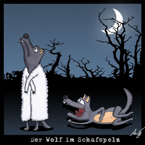 Cartoon: Der Wolf im Schafspelz (medium) by Anjo tagged wolf,schafspelz,mode