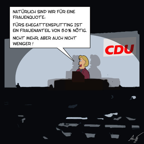 Cartoon: Frauenquote (medium) by Anjo tagged frauenquote,parteitag,ehegattensplitting,homoehe,ehe,cdu,frauenquote,parteitag,ehegattensplitting,homoehe,ehe,cdu